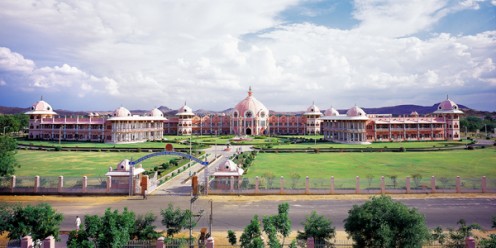 A view of the edifice that the Sri Sathya Sai Institute of Higher Medical Sciences in Puttaparthi is 