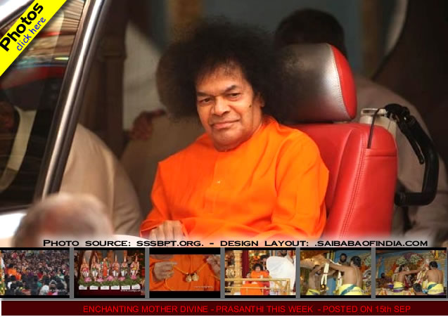enchanting mother divine ...Sri Sathya Sai Baba (inside His car) on His way back to Yajur mandir 